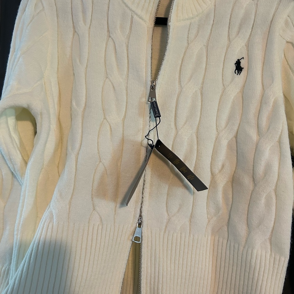 Ralph Lauren Outlet Cream Cable Knit Cardigan - Picture 3 of 7
